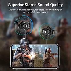 Gaming Earbuds, Noise Cancelling Stereo Bass in-Ear Headphones with Detachable Microphone and Volume Control, Wired Gaming Earphone with 3.5 MM Vertical Plug for PC, Laptop and Smart Phone (Black)