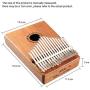 Kalimba 17 Keys Thumb Pianos with Command and Tuning Hammer Thumb Harp, Portable Finger Piano Instrument Acacia Wood Body Ore Metal Teeth