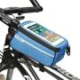 WeTest Bike Front Frame Bag,Bike Phone Mount Bag Touch Screen Phone Case Holder Cycling Top Tube Frame Bag Storage Handlebar Bag for Phone Below 6.8 Inch,Blue
