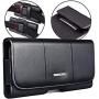 nuoku Horizontal Leather Phone Holster for iPhone Xs Max iPhone XR iPhone8Plus 7Plus 6/6sPlus Belt Clip Holster Pouch Case with ID Card Holder with Other Slim TPU PC On(Max 6.5 Black)