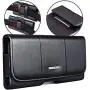 nuoku Horizontal Leather Phone Holster for iPhone Xs Max iPhone XR iPhone8Plus 7Plus 6/6sPlus Belt Clip Holster Pouch Case with ID Card Holder with Other Slim TPU PC On(Max 6.5 Black)