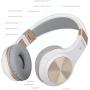 Bluetooth Headphones, Riwbox XBT-80 Folding Stereo Wireless Bluetooth Headphones Over Ear with Microphone and Volume Control, Wireless and Wired Headset for PC/Cell Phones/TV/ipad (White Gold)