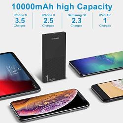 Alongza Compact 10000mAh Portable Charger, Cell Phone Battery Charger with Dual USB Ports High Capacity Backup Battery Charger External Battery Pack for iPhone, Samsung, Android and More