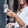 Pink White Geometric Marbled Design PopSockets Grip and Stand for Phones and Tablets