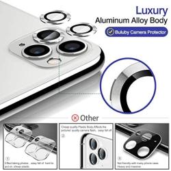 Buluby for iPhone 11 Pro Max/11 Pro Camera Lens Protector,Premium Tempered Glass Aluminum Alloy Lens Screen Cover Film (Silver)