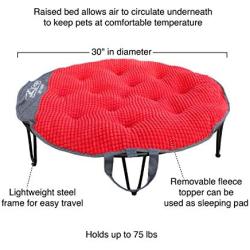 Kurgo Elevated Dog Bed, Indoor & Outdoor Travel Bed for Dogs, Portable Pet Cot for Camping Or Weekend Trip, Dog Travel Accessories, Collapsible, Lightweight, Includes Carrying Case, TAGO Bed, Red