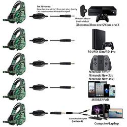 Butfulake Noise Cancelling Xbox one Gaming Headset with 7.1 Surround Sound Stereo for PS4/Nintendo eShop Switch,Omnidirectional Microphone Vibration LED Light Compatible with Mac/PC/Laptop/Mac Camo