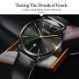 Mens Wirst Watch - Classic Fashion Minimalist Dial - Stainless Steel Case - Breathable Leather Strap - Waterproof Casual Quartz Wristwatches for Male