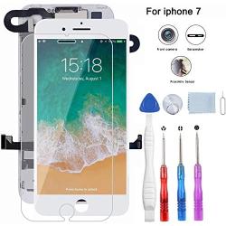 BeeFix Screen Replacement for iPhone 7 White, 4.7" LCD Display and 3D Touch Digitizer Full Assembly, with Proximity Sensor,Front Facing Camera,Earpiece Speaker and Repair Tools,for A1660, A1778, A1779