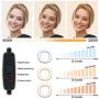 CameCosy Selfie LED Light with Tripod Stand +Foldable Beauty Mirror+Cell Phone Holder, Adjustable Brightness Fill Light for Makeup/Camera Video/YouTube, Compatible with iPhone/Android.-Blue