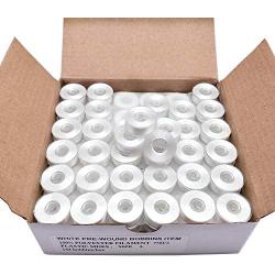 YEQIN 144pcs L Style Prewound Embroidery Bobbins for Brother, Babylock, Janome Embroidery Machines etc - White Plastic Sided