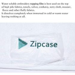 Zipcase 9 Inches × 50 Yard Roll Water Soluble Embroidery Stabilizer - Medium Weight & Thickness Wash Away Easily Best Choice for Topping Stabilizer - Clear Film Edition