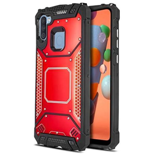 CasemartUSA Phone Case for [Samsung Galaxy A11], [Alloy Series][Red] Aluminum Metal Plate Military Grade Shockproof Protective Cover for Samsung Galaxy A11 (Verizon, AT&T, Metro, T-Mobile)