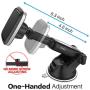 Suction Cup Magnetic Phone Car Mount with Quick Extendable Telescopic Arm, Industrial-Strength Suction Cup, 6 Strong Magnets, 3 Metal Plates, Dashboard Windshield Holder for All iPhone Cell Phone