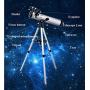 F70076 Telescope, Reflector Telescope, Childrens Telescopes for Astronomy, Portable Travel Telescope, Finder Scope Barlow Lens & 3 Eye Pieces & Adjustable Aluminum Tripod