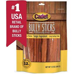 Cadet Bully Sticks Premium Natural Single Ingredient Long Lasting High Protein Dog Treats