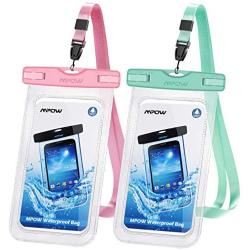 Mpow 097 Universal Waterproof Case, IPX8 Waterproof Phone Pouch Dry Bag Compatible for iPhone 11/11 Pro Max/Xs Max/XR/X/8/8P Galaxy up to 6.8", Phone Pouch for Beach Kayaking Travel or Bath (2 Pack)