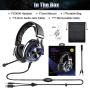 EKSA USB Gaming Headset PS4 Xbox One Headset with Noise Cancelling Mic & RGB Light - Gaming Headphones for PC, Laptop, Xbox One Controller (Adapter Not Included), Playstation 4, Electroplated (Blue)