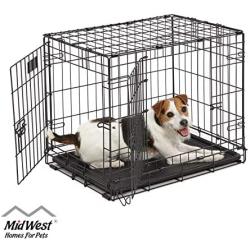 MidWest Homes for Pets Dog Crate | iCrate Single Door & Double Door Folding Metal Dog Crates | Fully Equipped