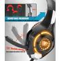 Orange Gaming Headset,Computer Headsets PC 3.5mm Plug Headphones,Lightweight Headset,LED Light,Volume Control,Noise Canceling Mic,for PS4,PC,Xbox ONE,Tablet,Phone,Laptop,Mac Controller (Orange)