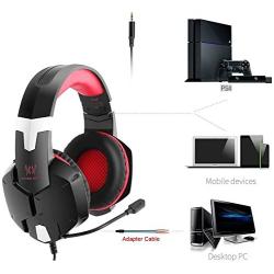 Ps4 Gaming Headsets Meiertop G1200 3.5mm Game Headphone Earphone Headband with Mic Stereo Bass for New Xbox One PlayStation 4 PS4 PC Computer Laptop and Mobile Phone(Red)