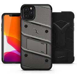 ZIZO Bolt Series iPhone 11 Pro Max Case - Heavy-Duty Military-Grade Drop Protection w/Kickstand Included Belt Clip Holster Tempered Glass Lanyard - Gun Metal Gray