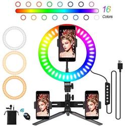 10" Selfie Ring Light with Tripod Stand and Phone Holder Camera Ringlight for Photography,YouTube,Makeup,Live Stream,Video Shooting with iPhone Android