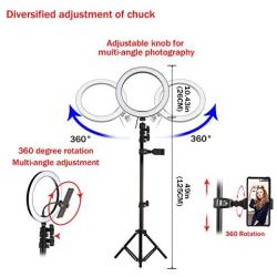 10” Led Ring Light with Stand and Phone Holder,Mini Selfie Ring Light Circle with Remote Control, 3 Light Modes and 10 Brightness Levels for Makeup, Photography, Live Streaming, Vlog SXIYA