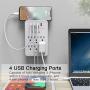 Multi Plug Outlet, Surge Protector, NUOZHI USB Wall Charger with 6-Outlet Extender and 4 USB Ports,1680 Joules, White, ETL Listed