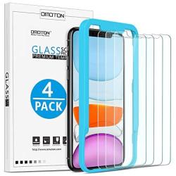 OMOTON [4-Pack] Screen Protector for iPhone 11 / iPhone XR 6.1inch - Tempered Glass/Guide Frame/Easy Installation