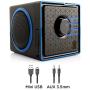 GOgroove SonaVERSE BX Portable Speaker with USB Music Player - Cube Speaker with USB Flash Drive MP3 Input, 3.5mm AUX Port, Playback Controls, Rechargeable Removable Battery (Wired, Blue)