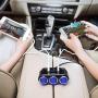 Cigarette Lighter Adapter 3 Socket Cigarette Lighter Splitter with LED Voltage Display Dual USB Car Charger On/Off Switches 12V Car Splitter Adapter for iPhone iPad Samsung GPS Dashcam Replaceable fus