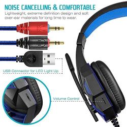 Gaming Headset with Mic, LED Light for Laptop Computer, Cellphone, PS4 so on, DLAND 3.5mm Wired Noise Isolation - Volume Control