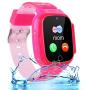 Kids Waterproof Smartwatch Phone Girls Boys with LBS Tracker Two-Way Call SOS 1.44" HD Touch Screen Camera Voice Chat Game Flashlight Alarm Clock Cellphone Wrist Gizmo Watch Toys Gifts (Crystal Pink)