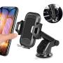 Car Phone Mount, HENKUR Cell Phone Holder for Car Dashboard Windshield Air Vent, Upgraded Phone Stand Strong Suction Compatible with iPhone 11 pro Max X Xs XR 8 7 6s Plus SE, Galaxy S7,8,9,10 (Black)
