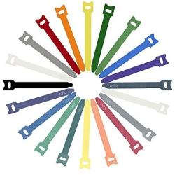 Patu Reusable Fastening Cable Ties - 20 Pcs 4 Inch Microfiber Cloth Hook and Loop Cord Management Wire Organizer Straps, Assorted Colors