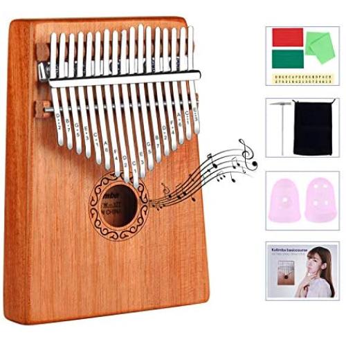 Kalimba 17 Keys Thumb Piano with Study Instruction and Tune Hammer, Finger Piano Christmas Gift for Music Fans Kids Adults