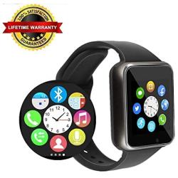 Smart Watch - Sazooy Bluetooth Smart Watch Support Make/Answer Phones Send/Get Messages Compatible Android iOS Phones with Camera Pedometer SIM SD Card Slot for Men Women (Black)