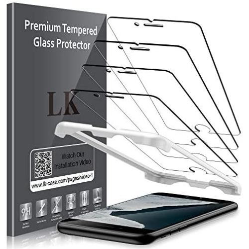 LK [4 PACK] Screen Protector for iPhone SE 2020 / iPhone SE2 Tempered Glass, 9H HD Clear Tempered Glass for iPhone 8/7 / 6S / 6 [Anti-Scratch] [Case Friendly] [Alignment Frame Easy Installation]