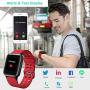 Willful Smart Watch for Android Phones Compatible iPhone Samsung IP68 Swimming Waterproof Smartwatch Sports Watch Fitness Tracker Heart Rate Monitor Digital Watch Smart Watches for Men Women Red