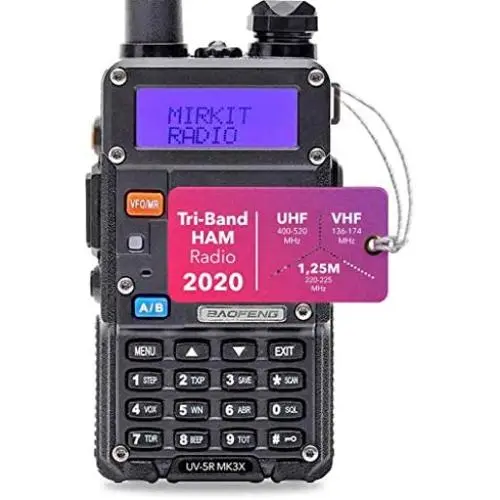 Mirkit x Baofeng Radio UV-5R MK3X 5W Power 2020 2100 mAh Li-ion Battery, Tri-Band Radio VHF, 1.25M, UHF, Mirkit Edition and Neck Strap Lanyard Mirkit Ham Radio Operator Mirkit x Baofeng Radio UV-5R MK3X 5W Power 2020 2100 mAh Li-ion Battery, Tri-Band Radio VHF, 1.25M, UHF, Mirkit Edition and Neck Strap Lanyard Mirkit Ham Radio Operator