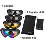 LJDJ Ski Goggles, Pack of 4 - Snowboard Adjustable UV 400 Protective Motorcycle Goggles Outdoor Sports Tactical Glasses Dust-Proof Combat Military Sunglasses for Kids, Boys, Girls, Youth, Men, Women