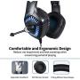 ONIKUMA K1-PRO Stereo Gaming Headset for Xbox One, PC, PS4 Over-Ear Headphones with Noise Canceling Mic, Soft Breathing Earmuffs, LED Light, Mute&Volume Control for Mac Laptop Smartphone Tablet