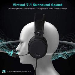 NUBWO N7 USB Gaming Headset, 7.1 Surround Sound Headphones with Noise Reduction Mic and MFB Control for PS4, Xbox One, Nintendo Switch, PC, Laptop, Mobile Phone [3.5mm & USB Jack, Black]