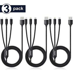 3Pack Multi Charging Cable, 5ft Multi Charger Cable Nylon Braided Multiple USB Cable Universal 3 in 1 Charging Cord Adapter with Type-C,Micro USB Port Connectors for Cell Phones and More[Upgraded]