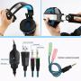 Gaming Headset for Xbox One,PS4,PC,Laptop,Tablet with Mic,Pro Over Ear Headphones,Two Free 3.5mm Y Splitter,Noise Canceling,USB Led Light,Stereo Bass Surround for Kids,Mac,Smartphones