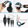 Gaming Headset for Xbox One,PS4,PC,Laptop,Tablet with Mic,Pro Over Ear Headphones,Two Free 3.5mm Y Splitter,Noise Canceling,USB Led Light,Stereo Bass Surround for Kids,Mac,Smartphones