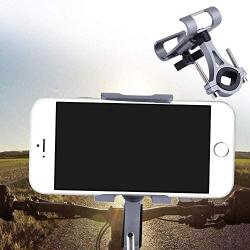 Enrilior Bicycle Aluminium Alloy Mobile Phone Holder Bracket Bike Cycling Accessory(Silver)