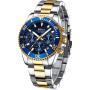 Mens Watches Chronograph Stainless Steel Waterproof Date Analog Quartz Fashion Business Wrist Watches for Men