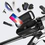 Bike Frame Bag, Bicycle Phone Mount, Waterproof Cycling Front Top Tube Pouch Bike Frame Phone Holder Pannier Crossbar Storage Bags for iPhone 11 Pro MAX XS MAX XR X 8 7 6S Plus Smartphones Below 6.5